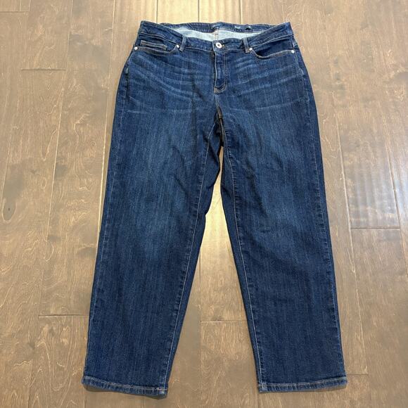 J Jill Denim Jeans Womens 18 Petite Blue Relaxed Boyfriend Stretch Dark Wash - Picture 1 of 12